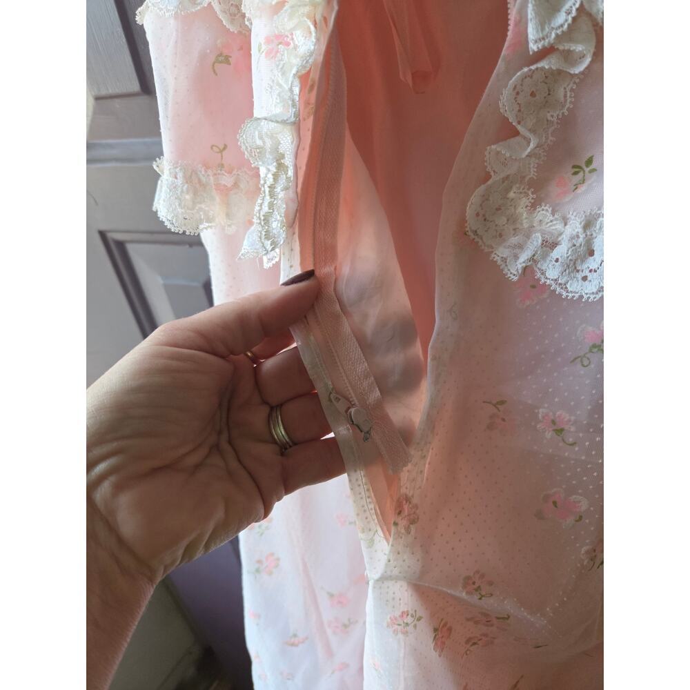 Vintage Lorrie Deb Dress Union Made USA Womens Size 5/6 Lace Cottagecore Floral - Picture 4 of 7